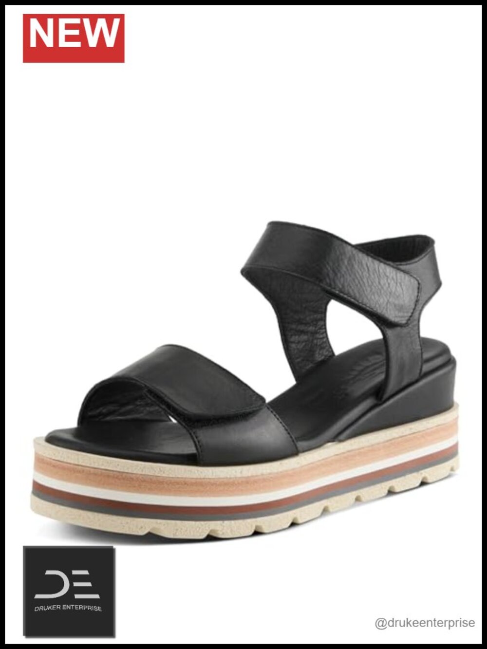 Leather Platform Sandals Cushioned Footbed Adjustable Strap Wedge Heel Comfort